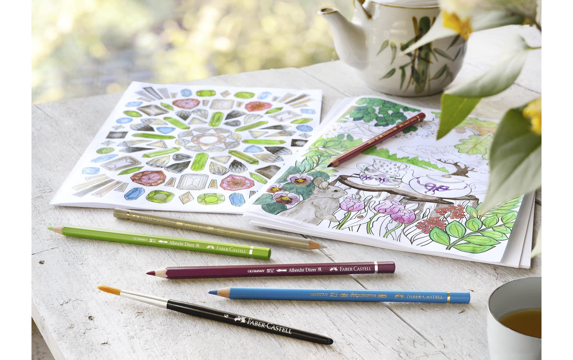 Faber-Castell Aquarellbuntstift Albrecht Dürer, mehrfarbig, 48er-Etui – mit Radiergummi, Spitzer, Pinsel