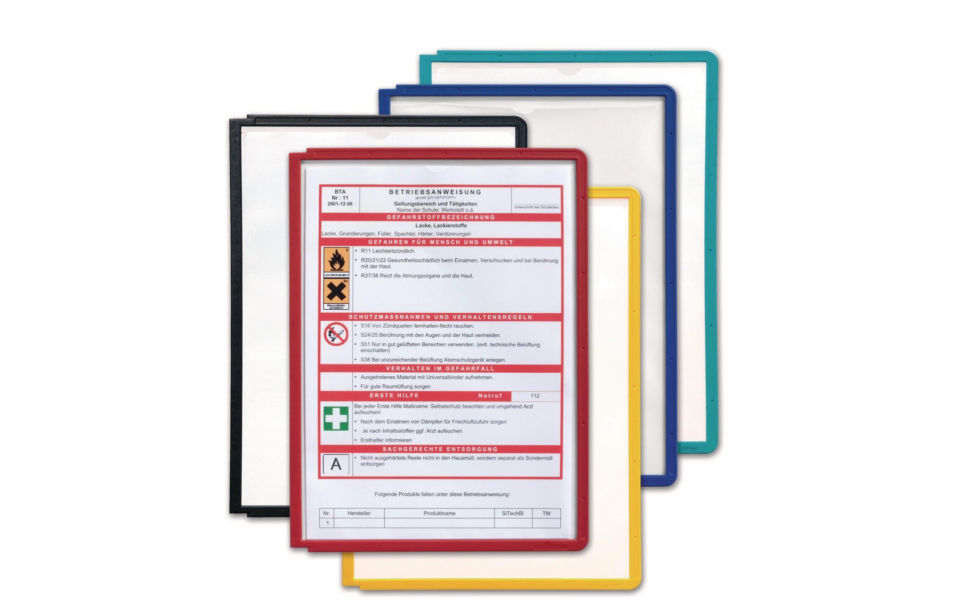 Durable Sichtmappe A4 – mehrfarbig, Polypropylen, 5er-Pack