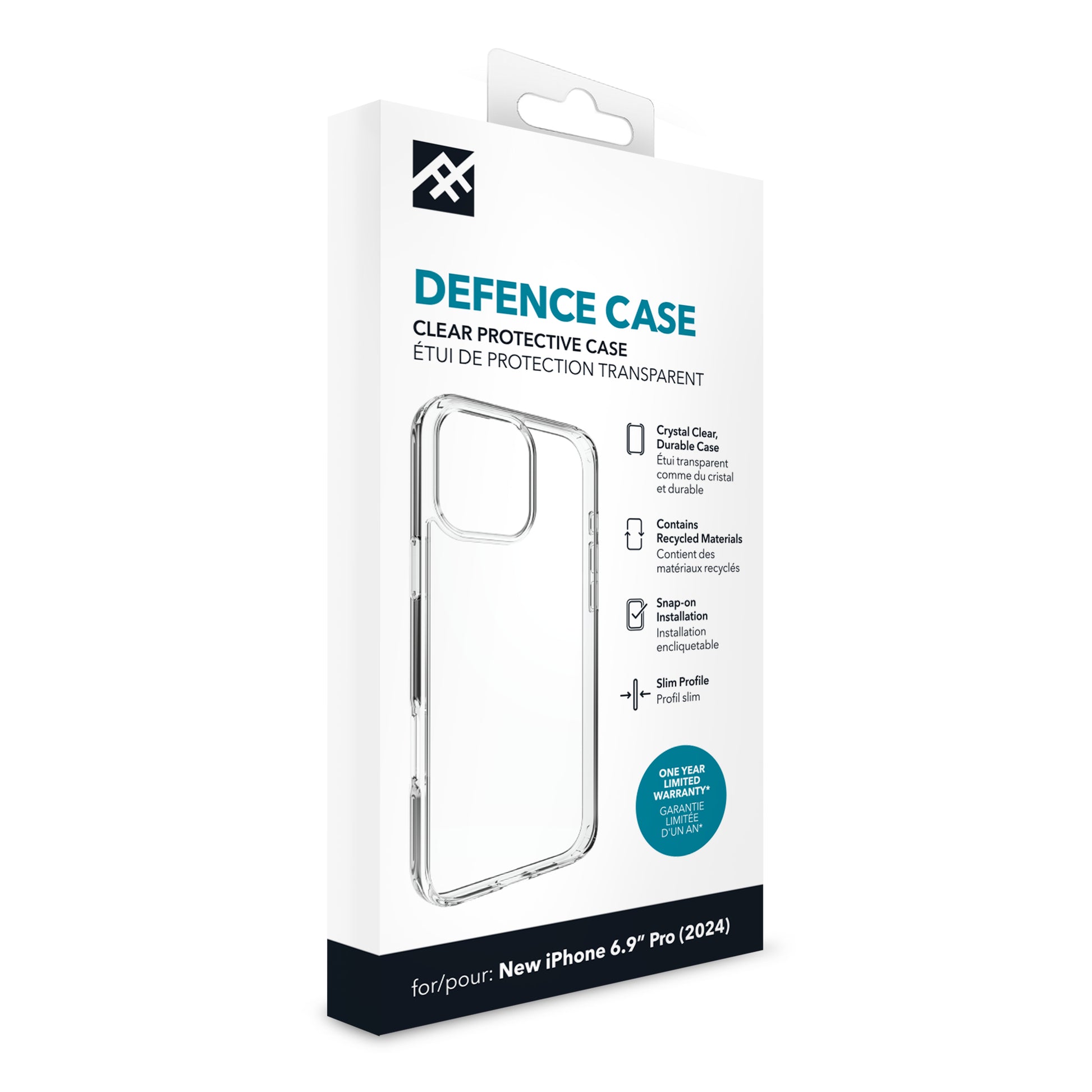IFROGZ IF Defence Backcover – für Apple iPhone 16 Pro Max, Recycling-Kunststoff, transparent, staubresistent