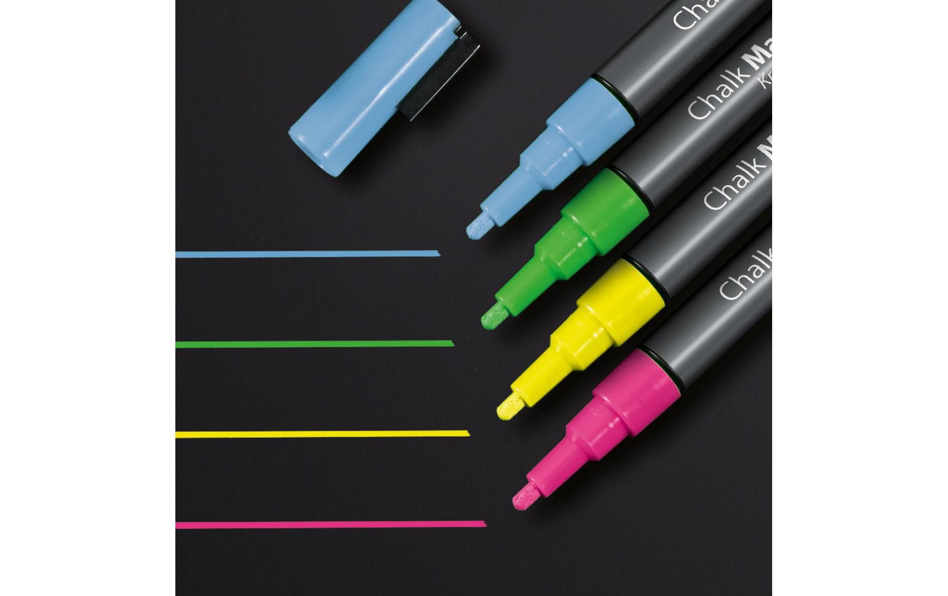 Sigel Kreidemarker BA179 – Rund, 1–2 mm – 4er-Set, Farben sortiert (blau, grün, pink, …)