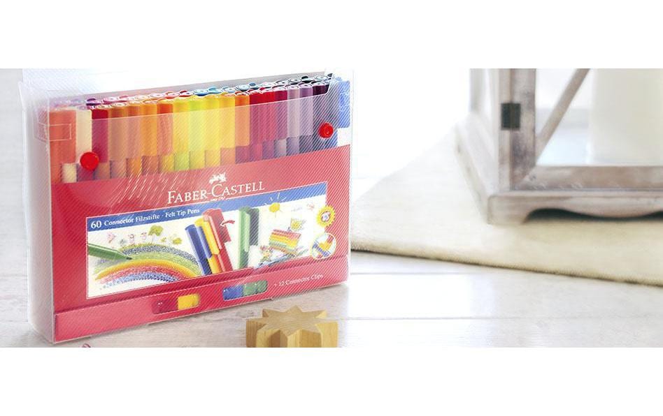 Faber-Castell CONNECTOR PEN Filzstifte – 2,0 mm, wasserbasiert, auswaschbar, 60 Farben