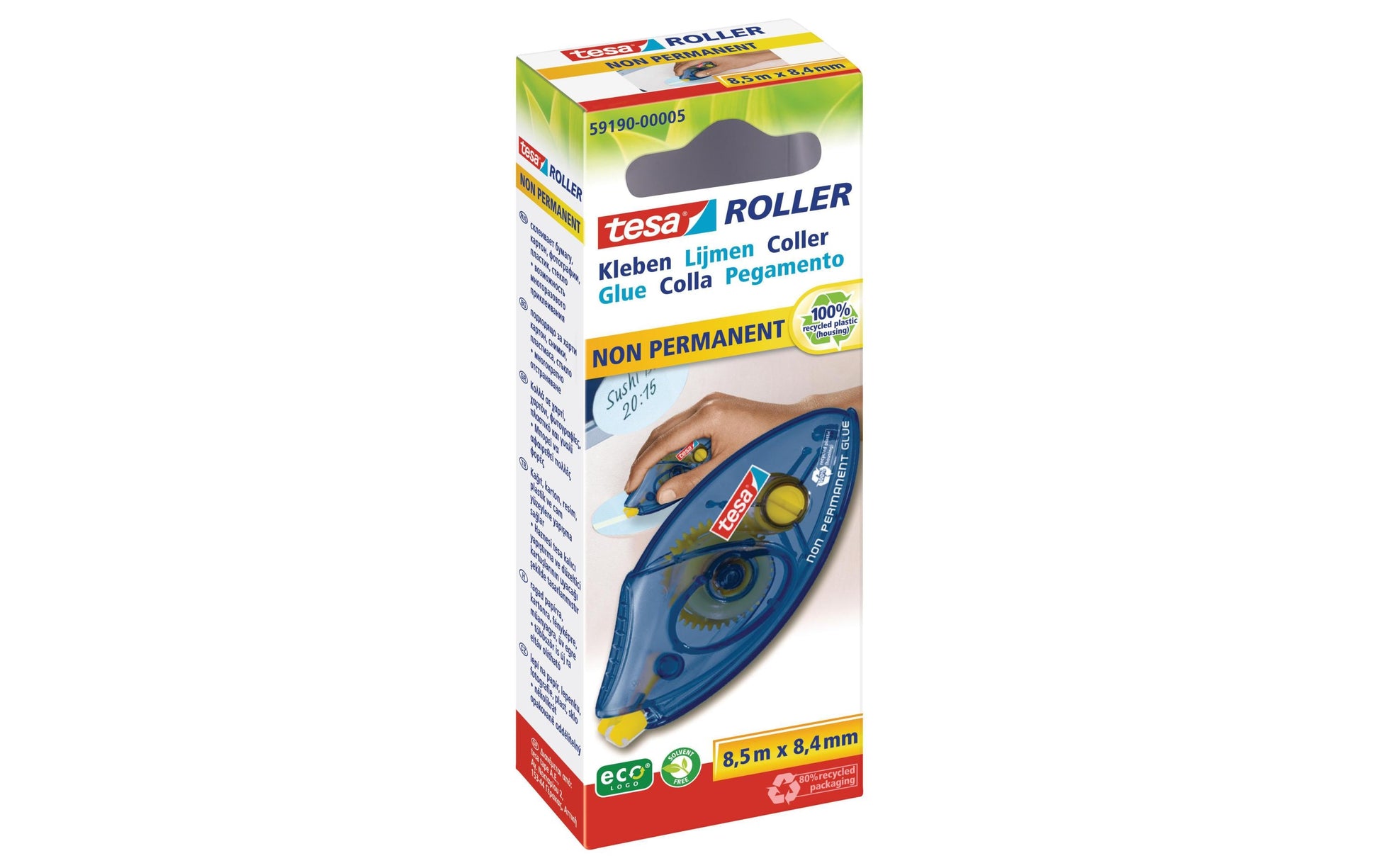 TESA Kleberoller – Roller, wiederablösbar, transparent, lösemittelfrei, für Papier, Karton, Fotos