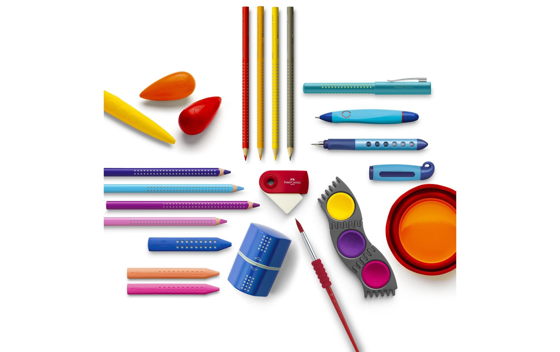 Faber-Castell Grip Jumbo 122540 – Wachsmalkreiden, 12 Farben, Etui