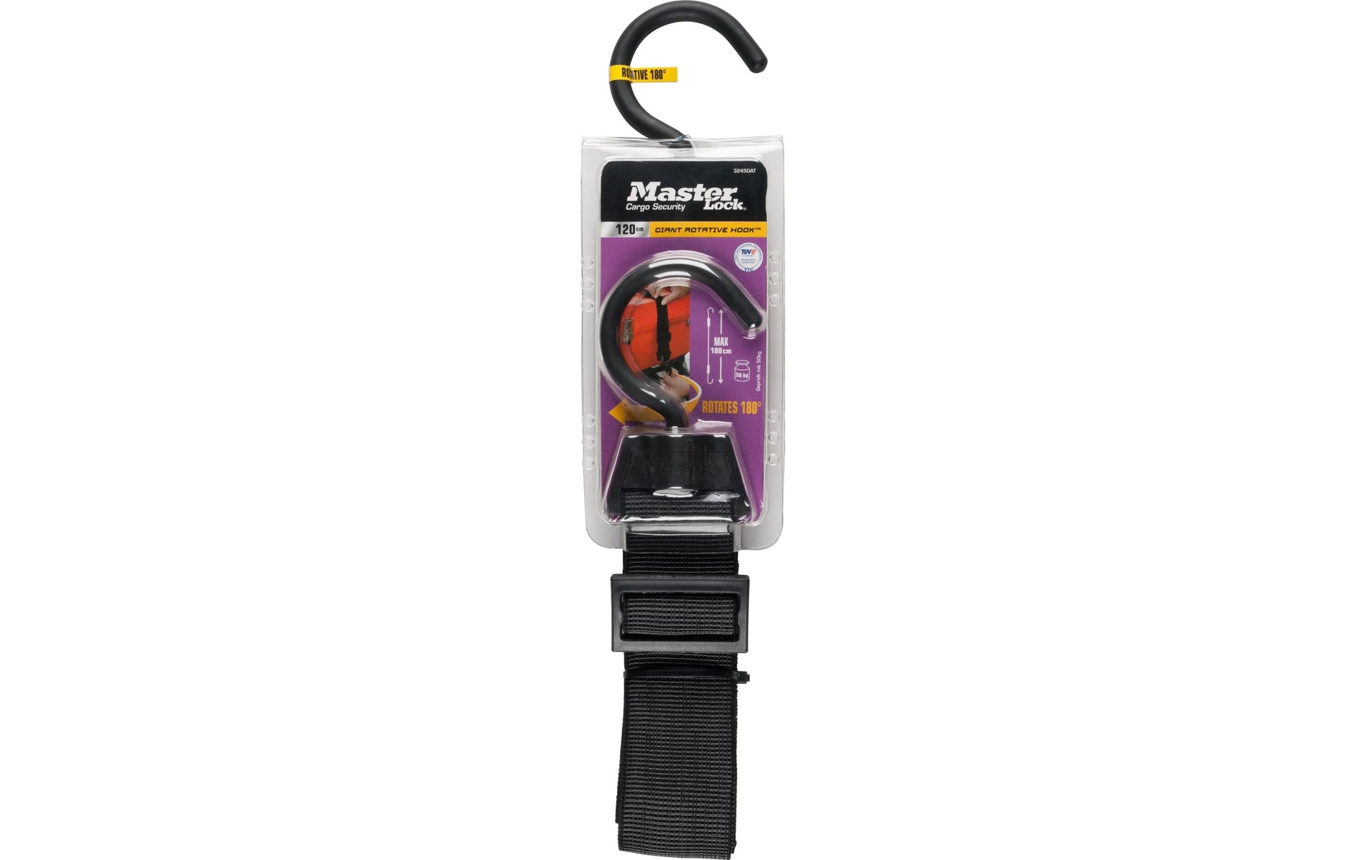 MASTER LOCK Masterlock – Gummi-Spannseil 1,2 m × 40 mm, Gummi, Schwarz, Zurrkraft 50 kg, für Auto