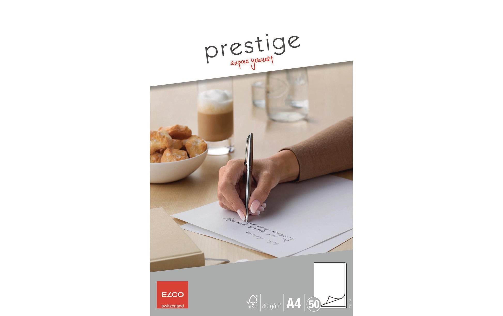 Elco Schreibblock Prestige, A4, blanko, Leimbindung, 50 Blatt, 80 g/m² – weiss