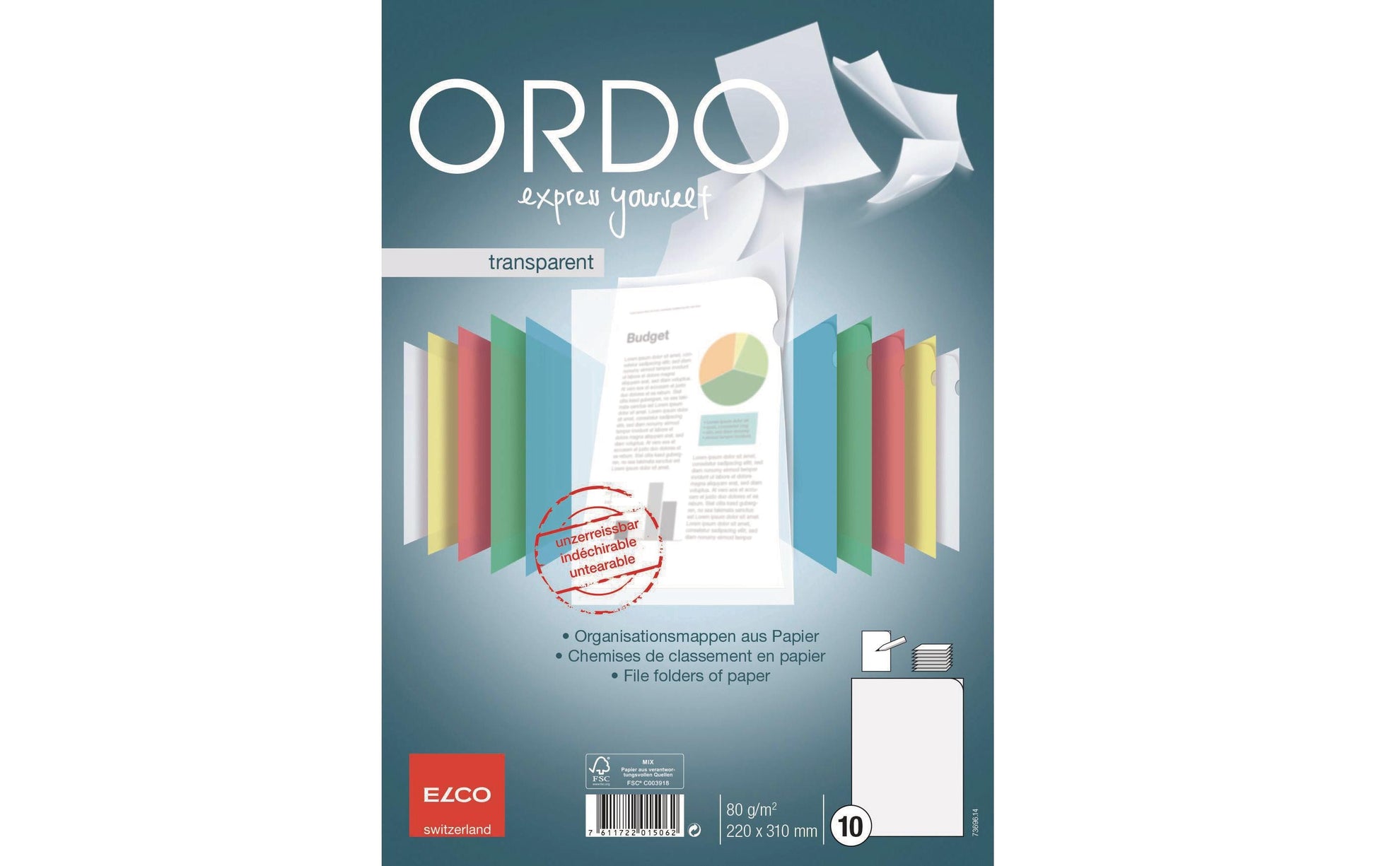 Elco Ordo Sichtmappe A4 – weiss, Papier, 10er-Pack