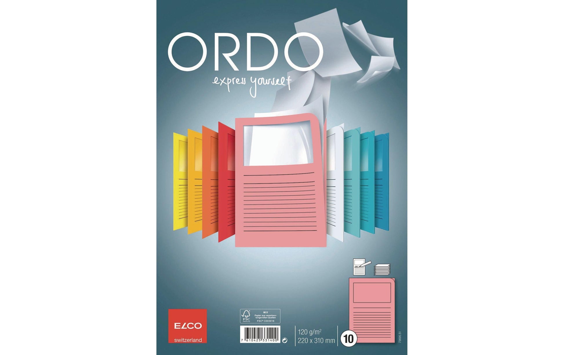 Elco Ordo Classico Sichtmappe A4 – Pink, Papier, Sichtfenster, Beschriftungsvordruck, 10er-Pack