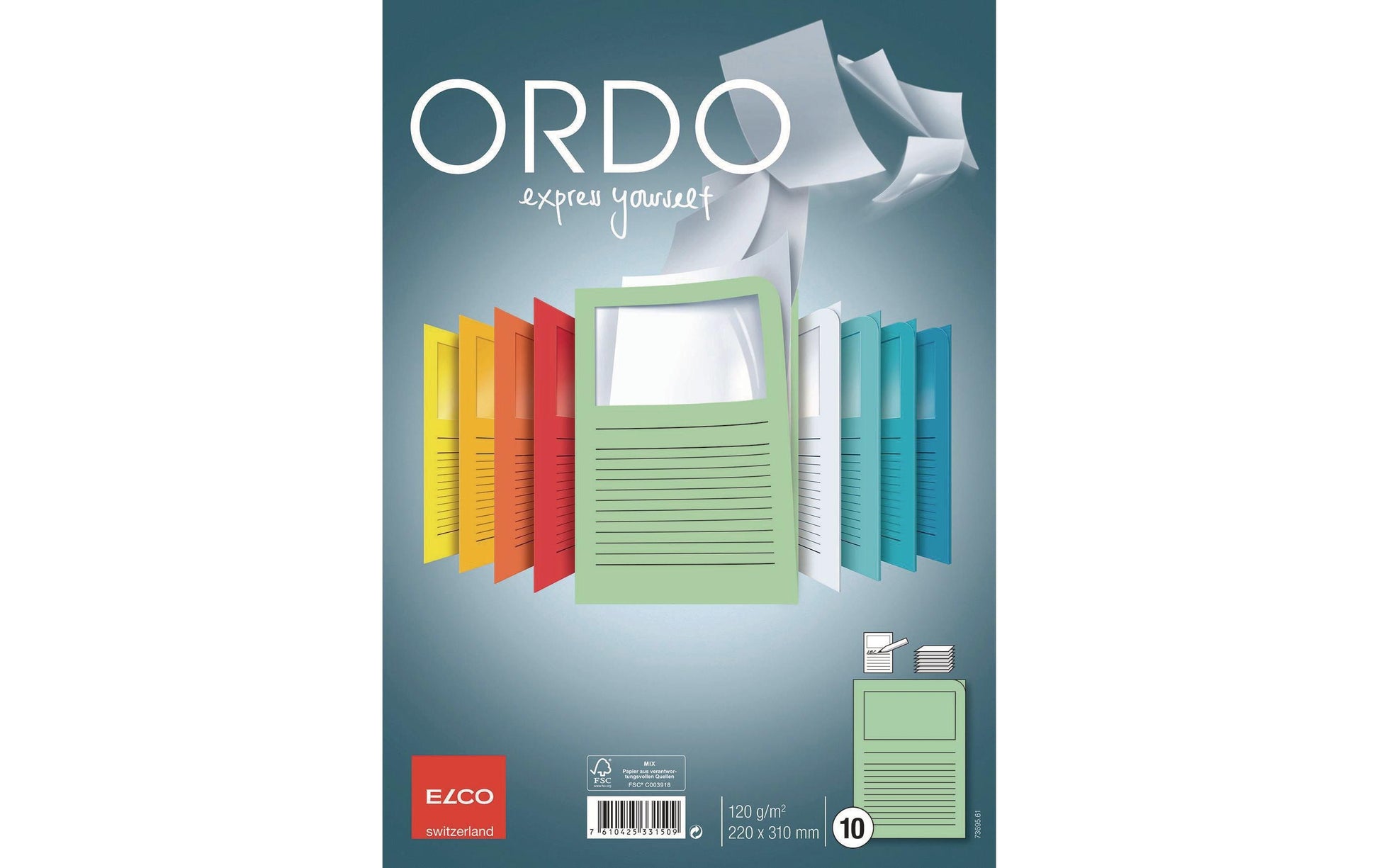 Elco Sichtmappe A4 – 10er-Pack, Grasgrün, Papier, Sichtfenster, Beschriftungsvordruck