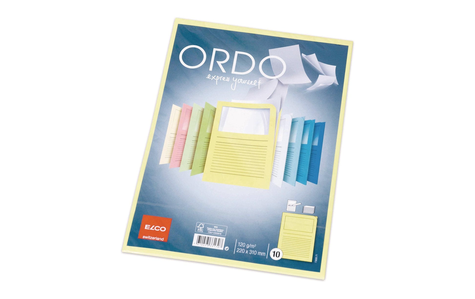 Elco Ordo Classico Sichtmappe A4 – Gelb, Papier, Beschriftungsvordruck, Sichtfenster, 10er-Pack