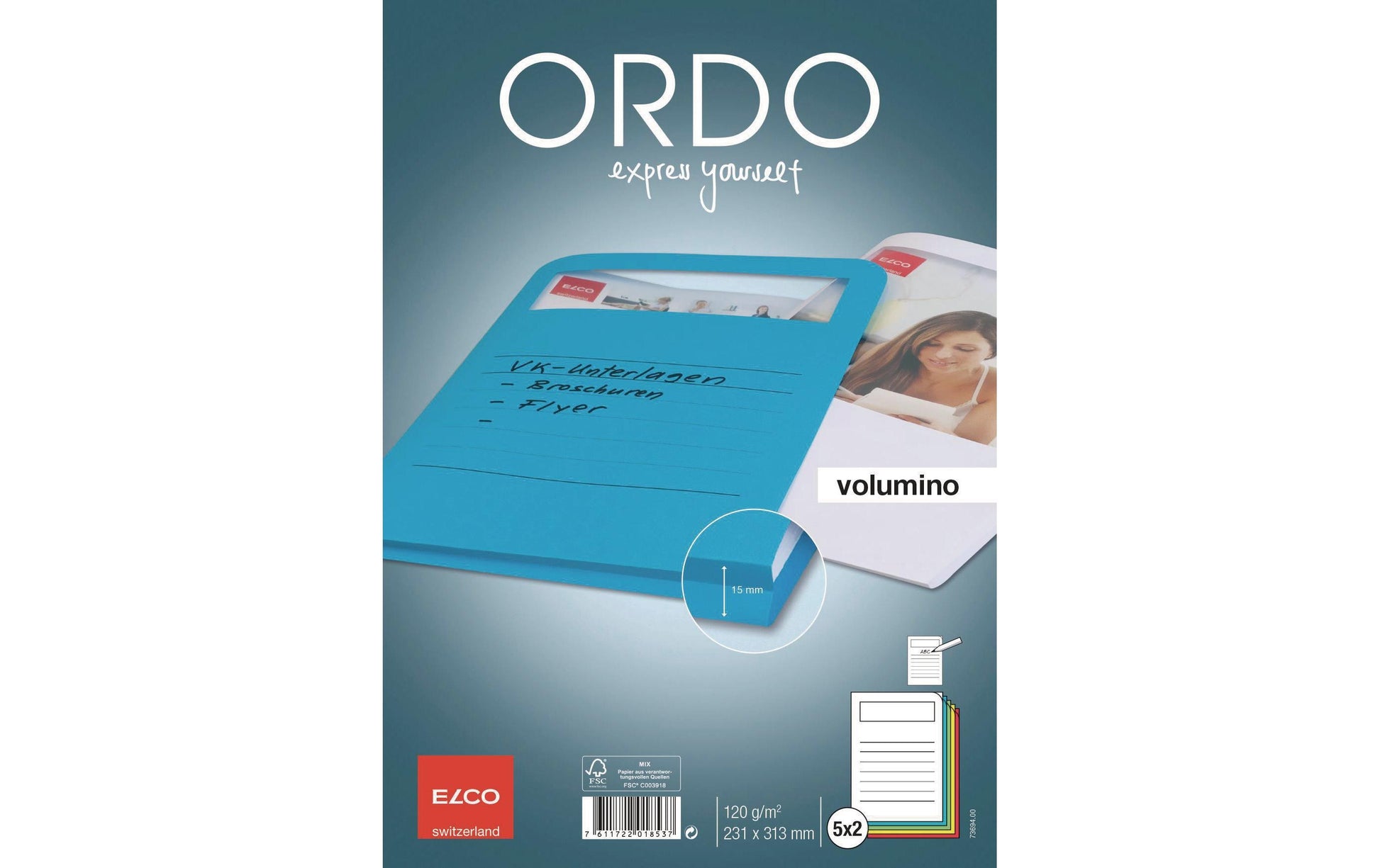 Elco Sichtmappe A4 – Papier, farbig sortiert, 10er-Pack