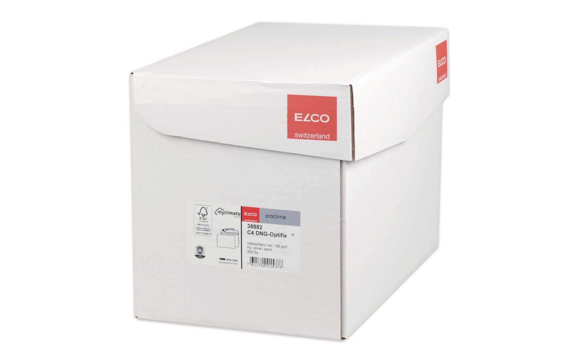 Elco Couvert C4, ohne Fenster, selbstklebend, weiss, 120 g/m², mit Innendruck – 250 Stk.