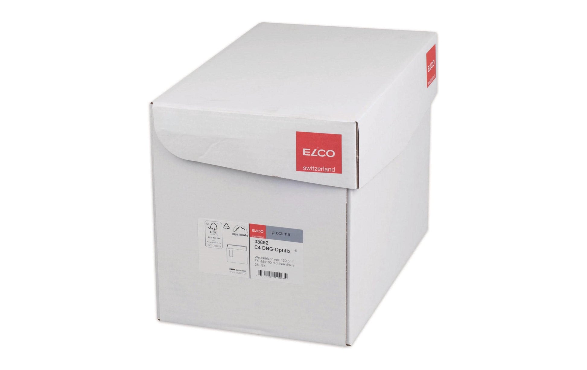 Elco Couvert C4, Fenster rechts, Haftklebung, weiss, 120 g/m², mit Innendruck – 250 Stk.