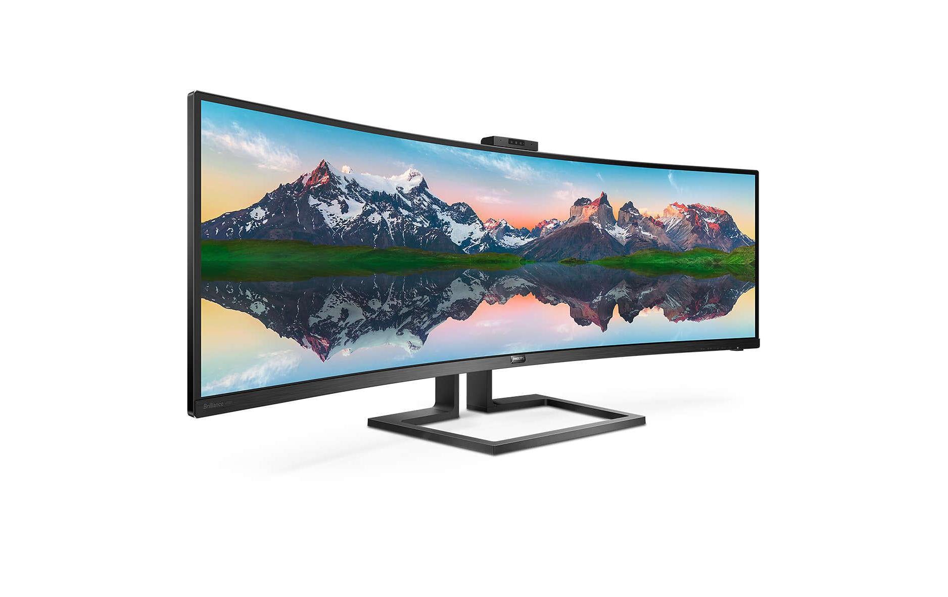Philips 499P9H/00 – Monitor, 48,8", VA, 60 Hz, 450 cd/m², Webcam, USB-C, KVM, VESA 100 × 100, Schwarz