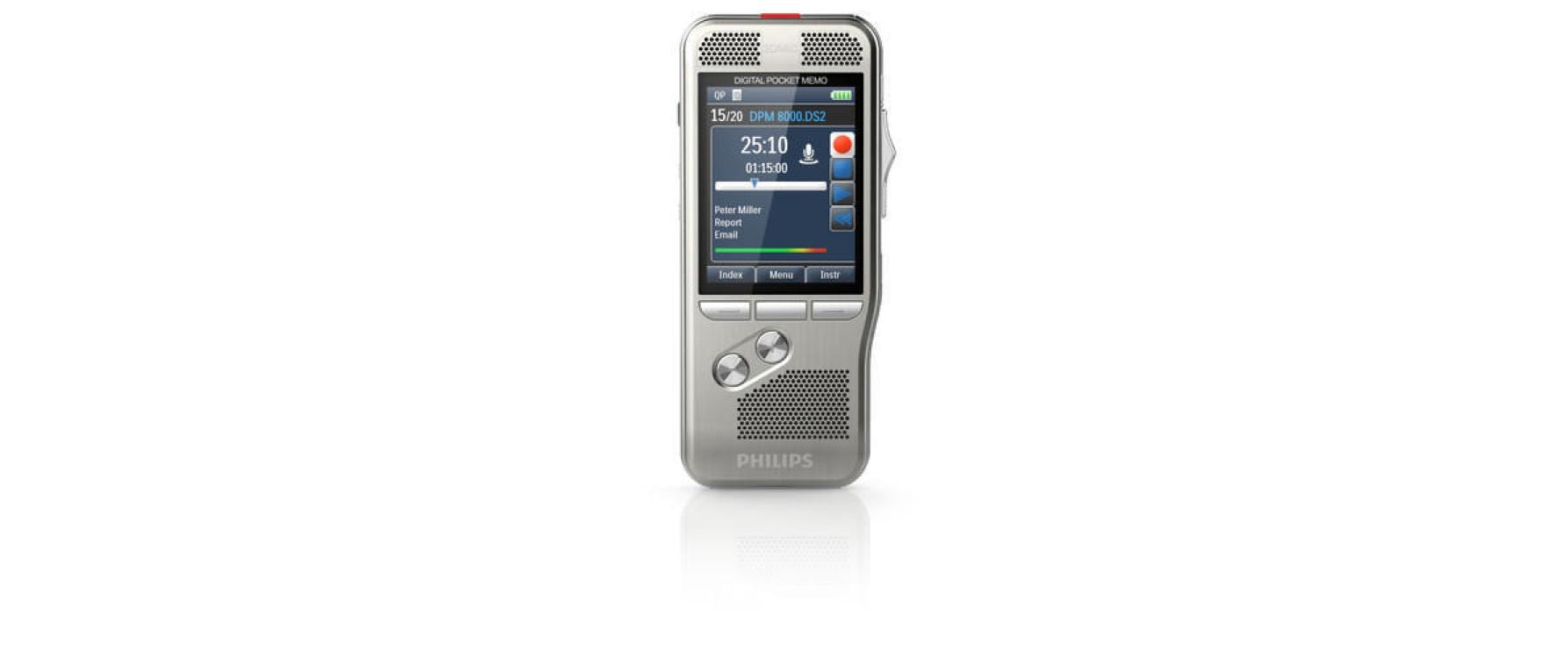 Philips Digital Pocket Memo 8100 Integrator – Digitales Diktiergerät – 30 h, Akkubetrieb, mit Lautsprecher –