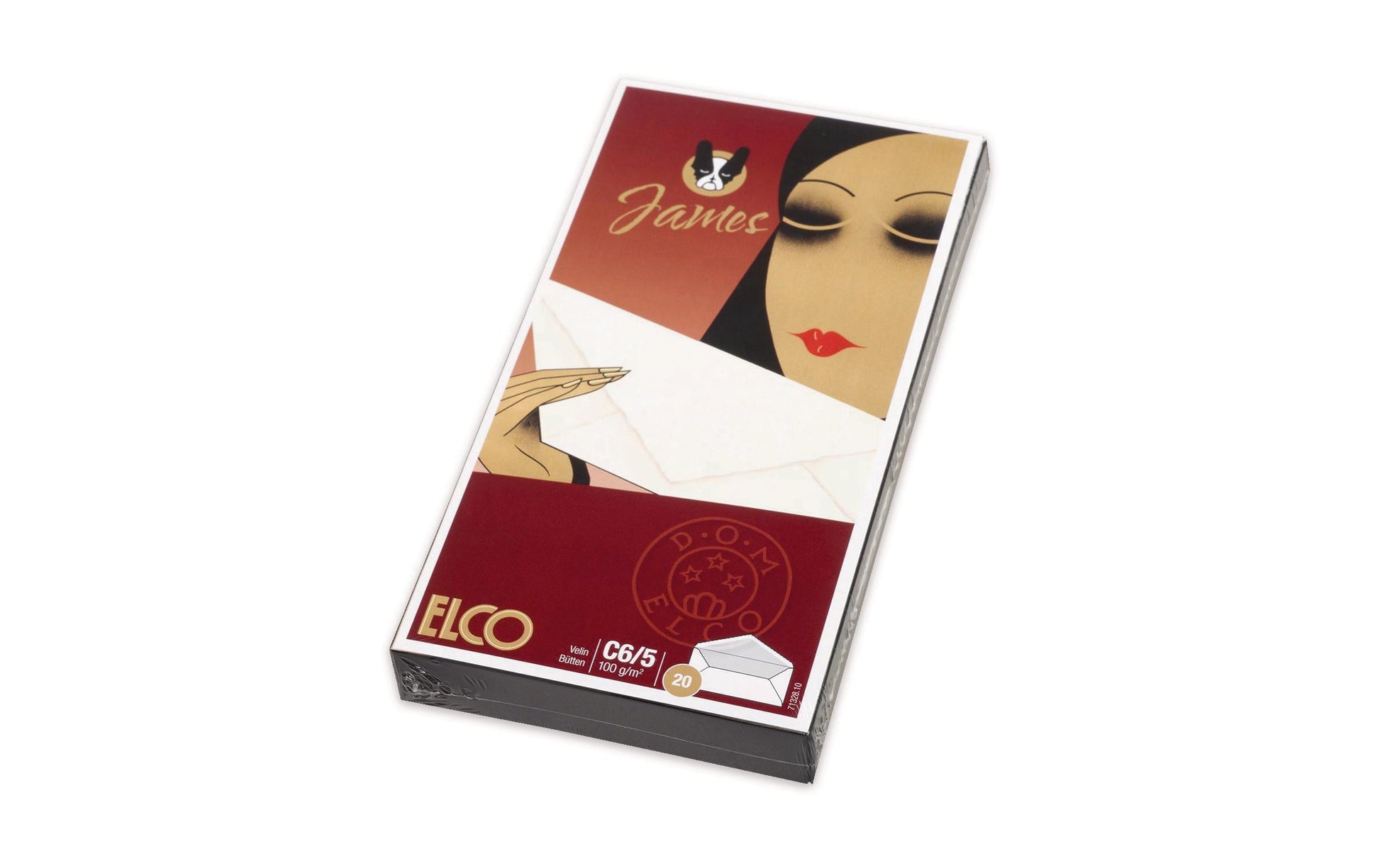 Elco Couvert C6/5 (220 × 110 mm), ohne Fenster, nassklebend, weiss, 100 g/m² – 20 Stk.