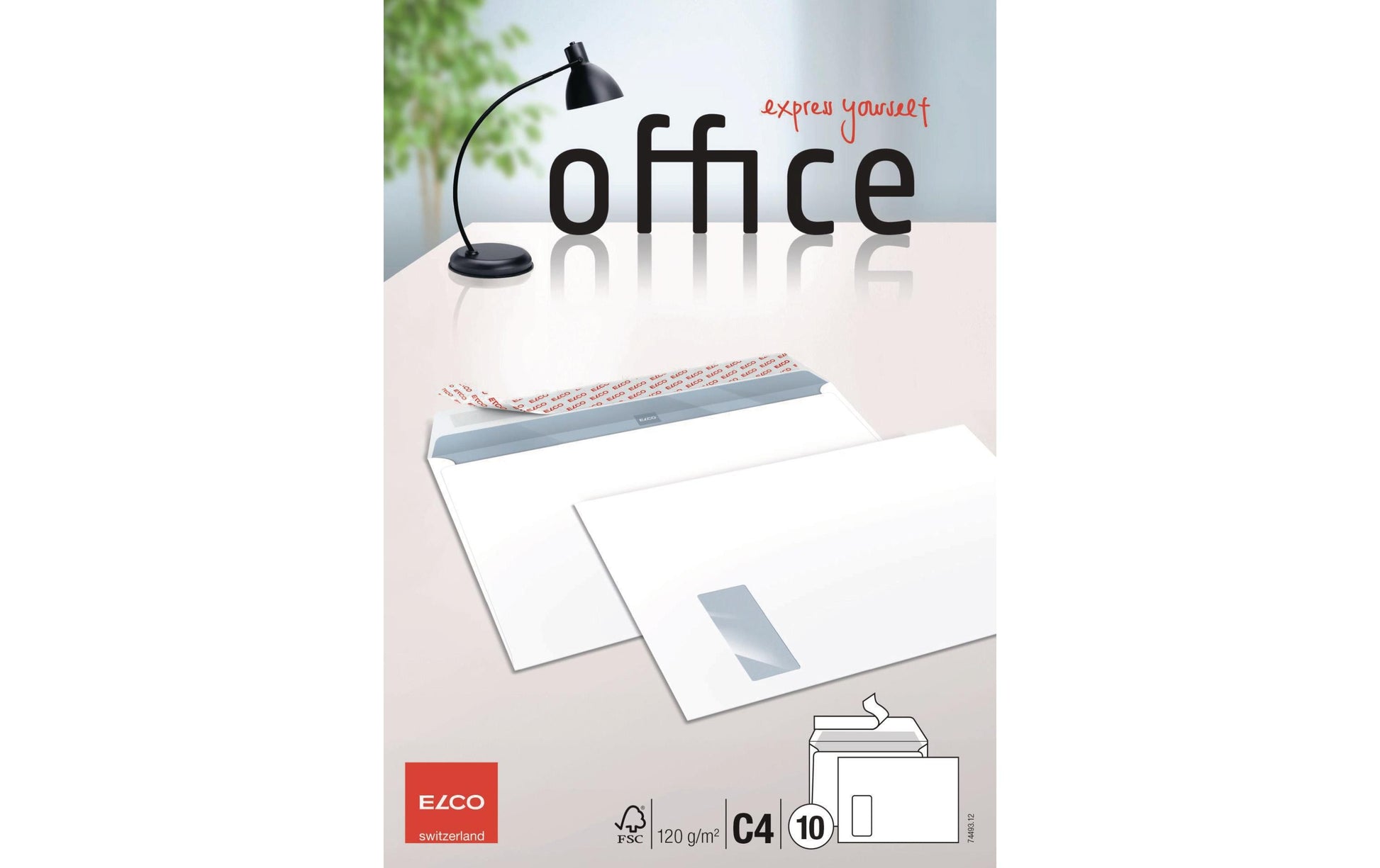 Elco Couvert C4, Fenster links, Haftklebung, hochweiss, 120 g/m², mit Innendruck – 10 Stk.