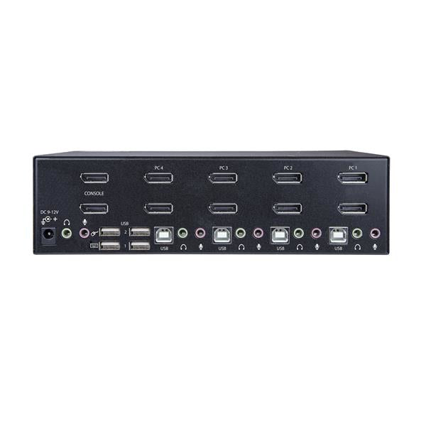 StarTech.com 4-Port Dual-View DisplayPort KVM-Switch – 4K/60 Hz, USB-Hub, Audio, Rack 2U