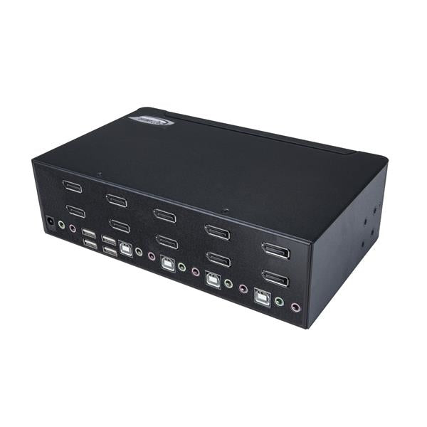 StarTech.com 4-Port Dual-View DisplayPort KVM-Switch – 4K/60 Hz, USB-Hub, Audio, Rack 2U