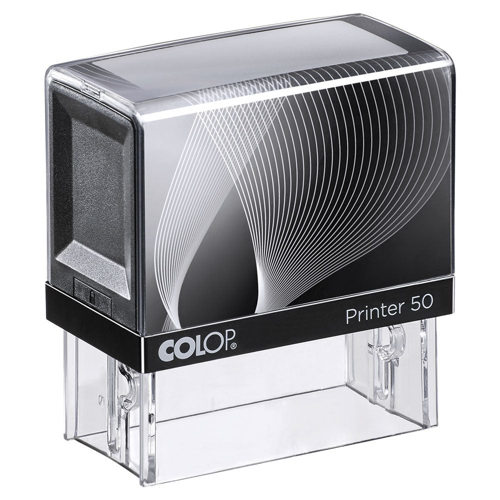 Colop Printer 50 – Selbstfärbender Textstempel zum Selbersetzen – Abdruck 30 × 69 mm – schwarz