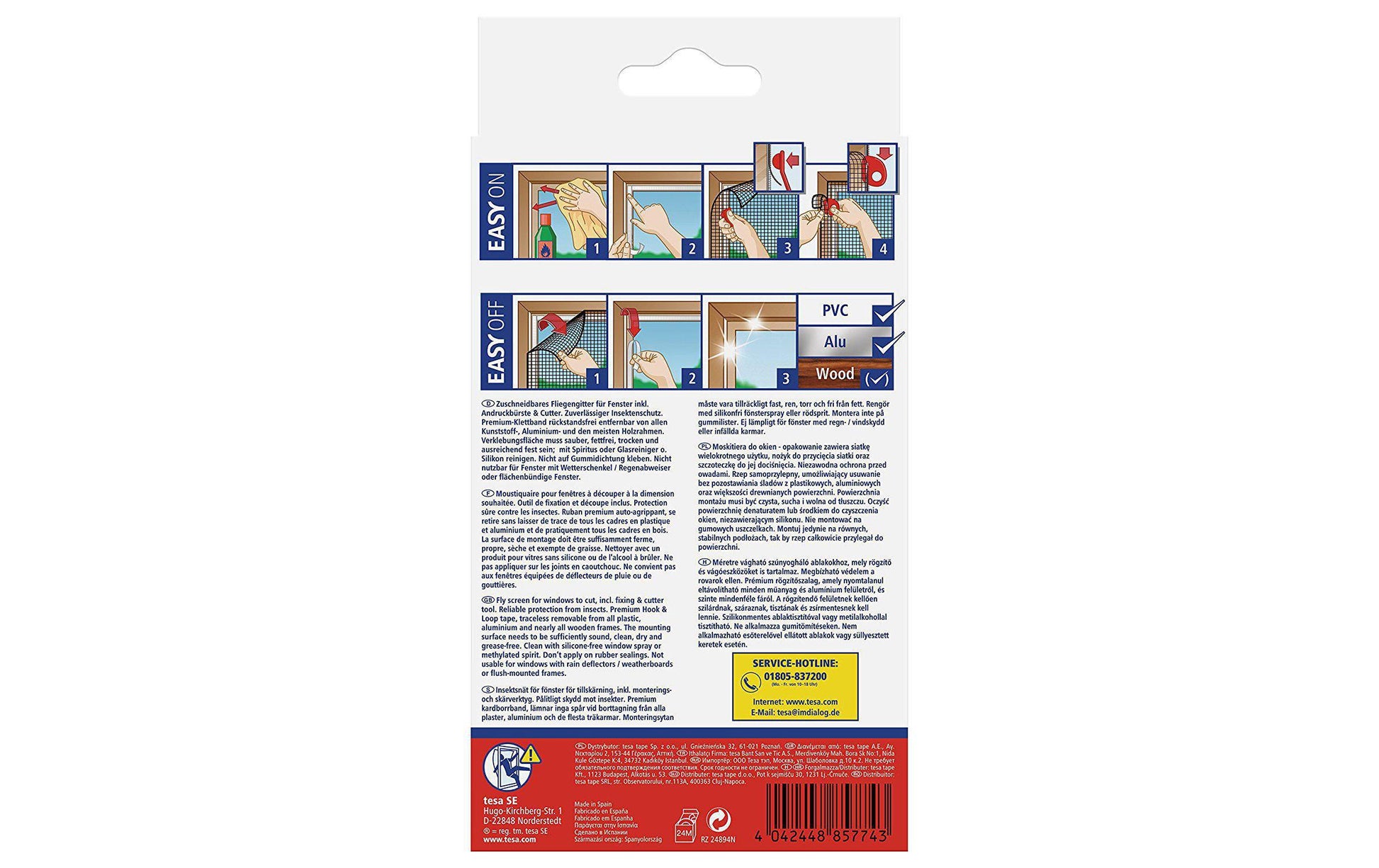 tesa Fliegengitter – für Fenster – 120 × 240 cm – Anthrazit