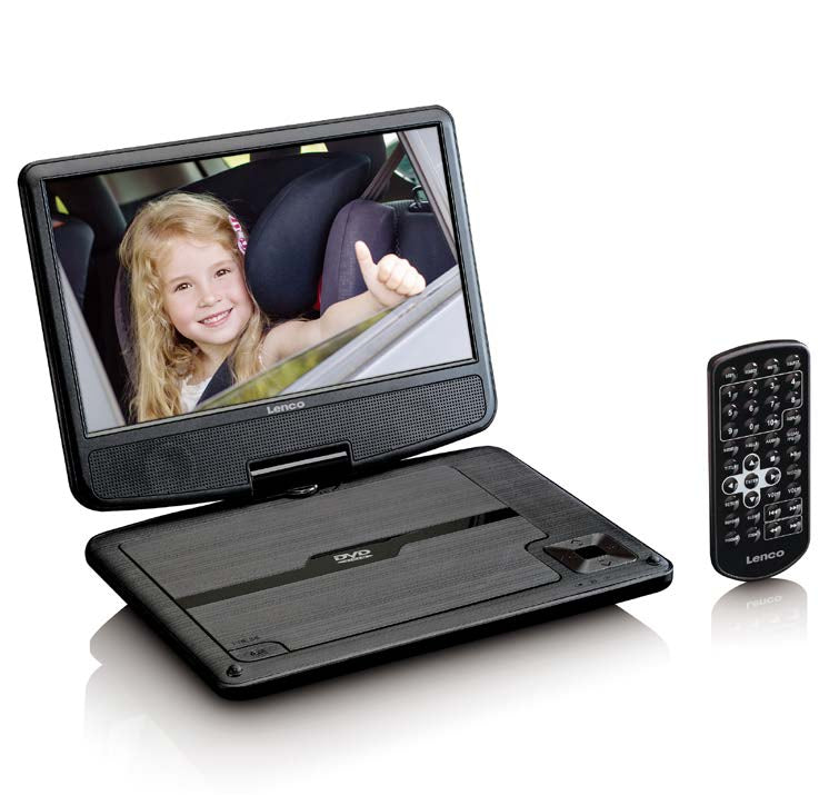 Lenco DVP-901BK – 9" Tragbarer DVD-Player, TFT 16:9, Akku, USB, Schwarz