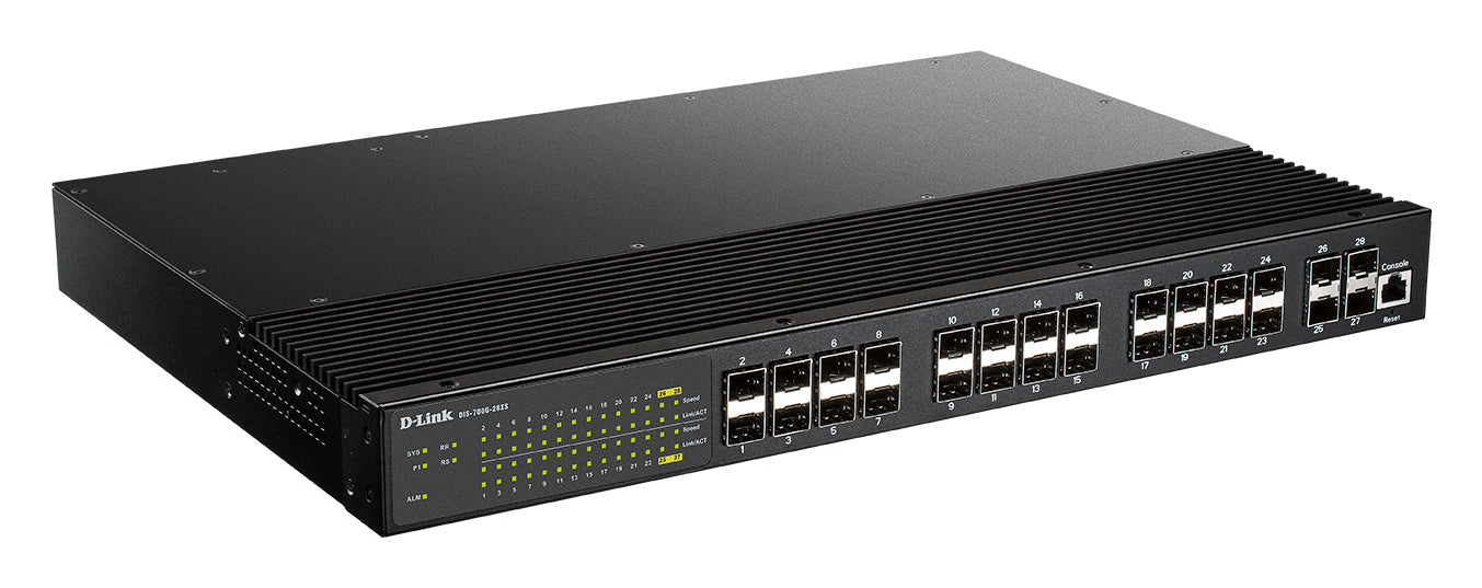 D-Link DIS-700G-28XS – Managed Switch – 24×1G SFP, 4×10G SFP+, L2+, 19" Rack, 1U