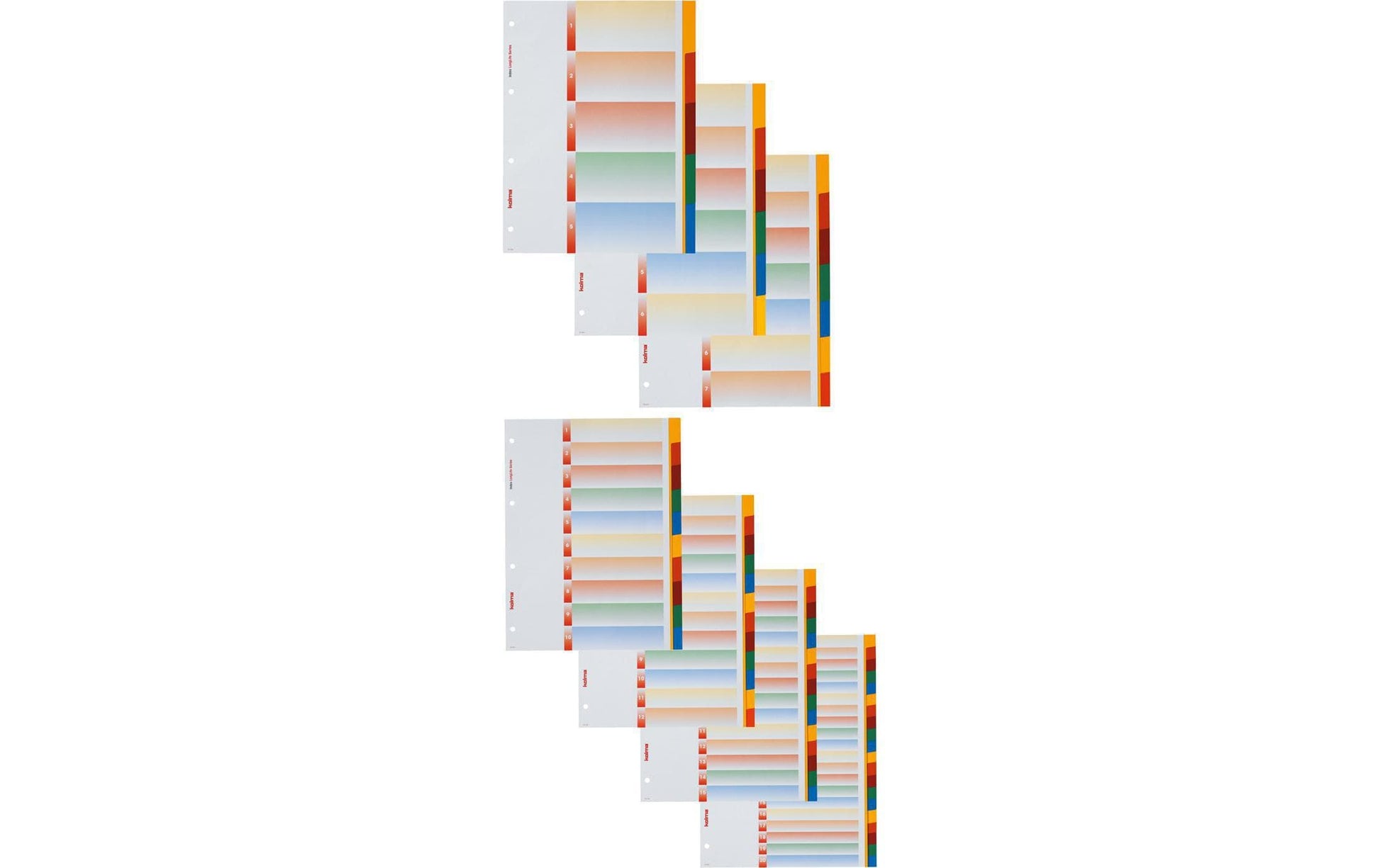 Kolma Register – A4, 6-teilig, PVC, farbig, unbedruckt, mit Indexblatt, 4-fach Lochung