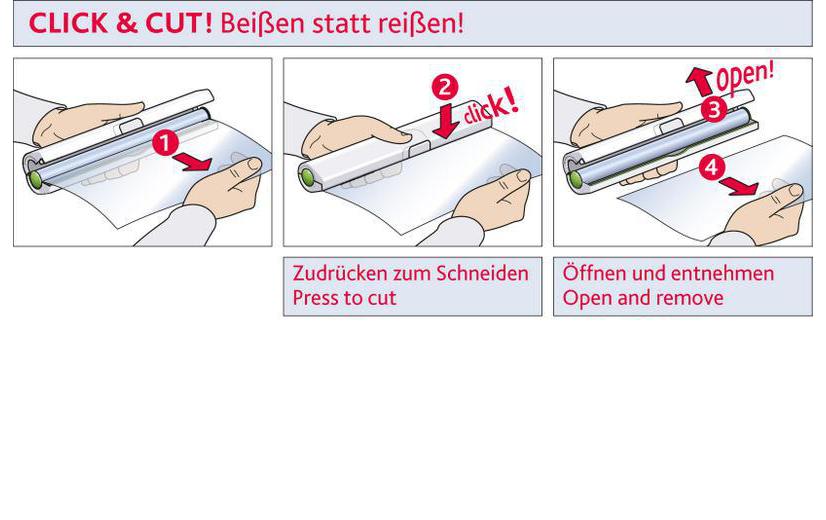 EMSA Click & Cut – Folienschneider 33 cm, Kunststoff, weiss/grün