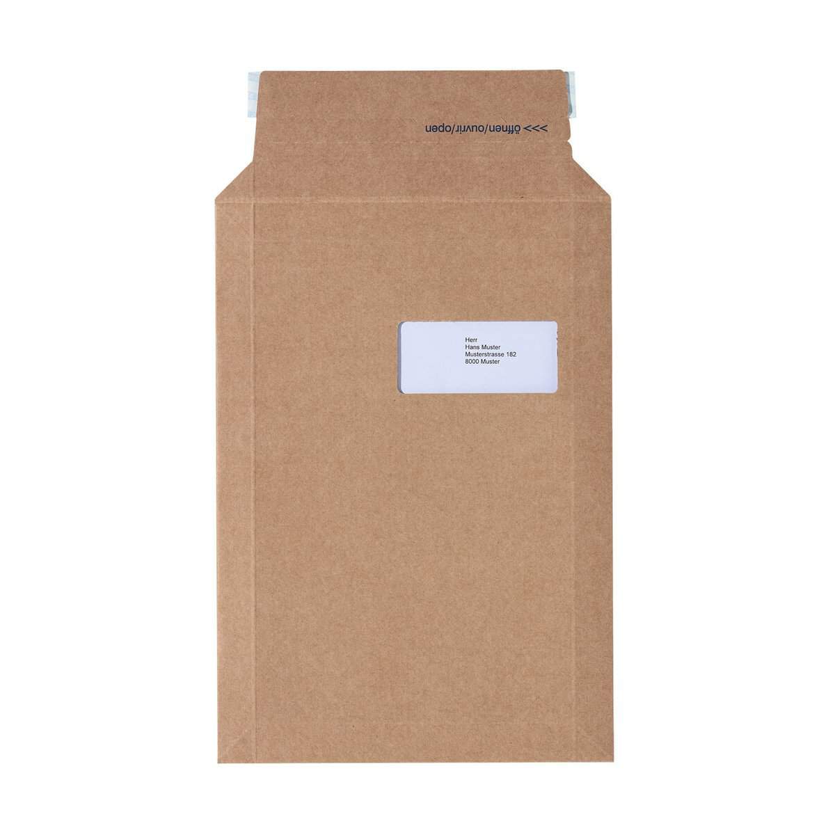 Brieger Brimail Karton-Versandtasche – B4, mit Fenster rechts, Karton, braun – 1 Stk.