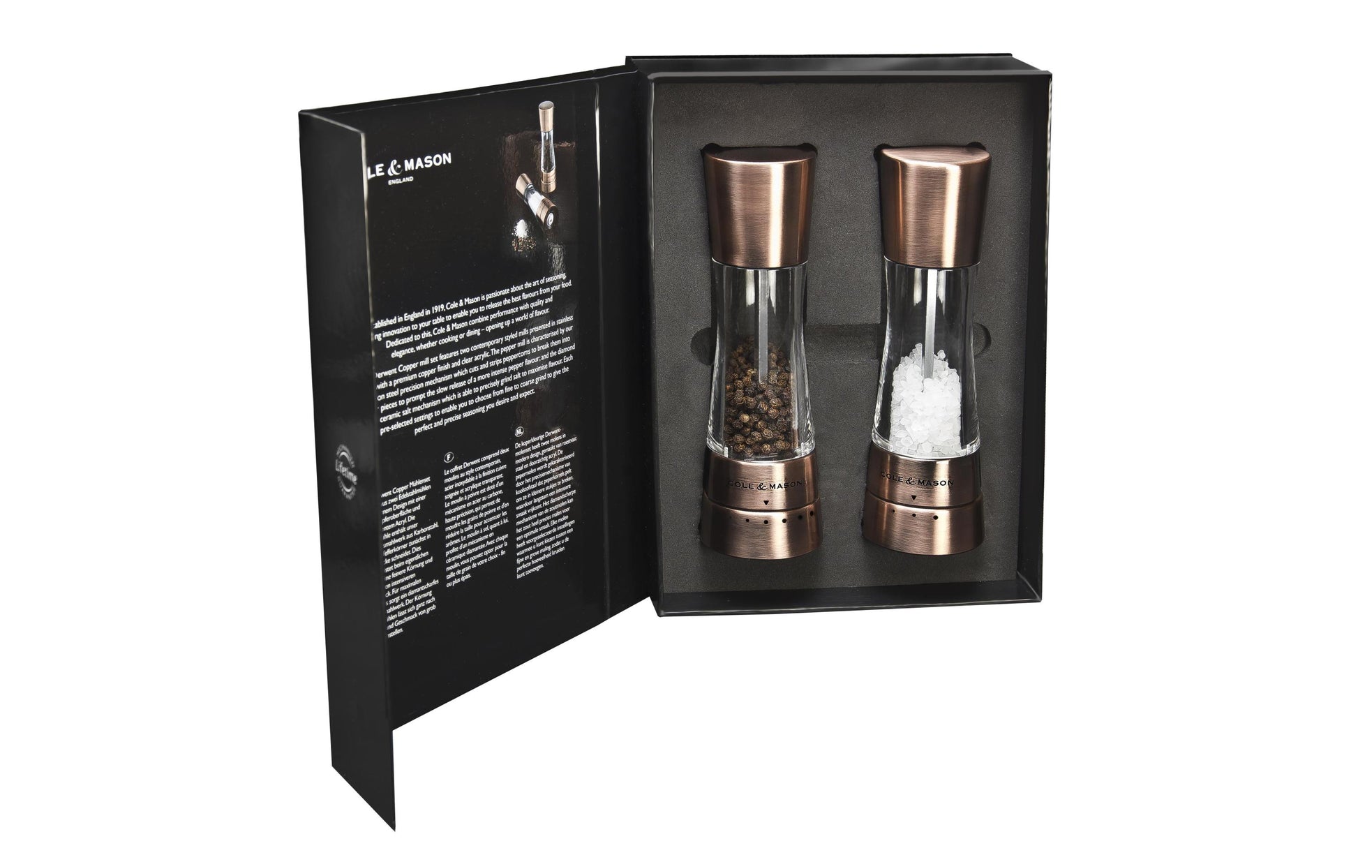 Cole & Mason Salz-/Pfeffermühle 19 cm, Kupfer/Acryl, 2-teilig, Bronze/Transparent