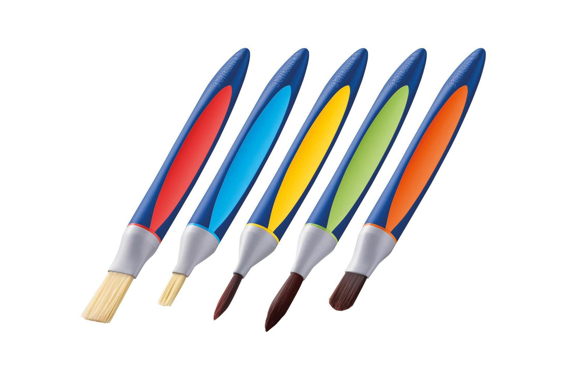 Pelikan Pinsel-Set – Helle Bürste, Synthetisch, Grössen 6/10/12, 5 Farben, 5er-Set