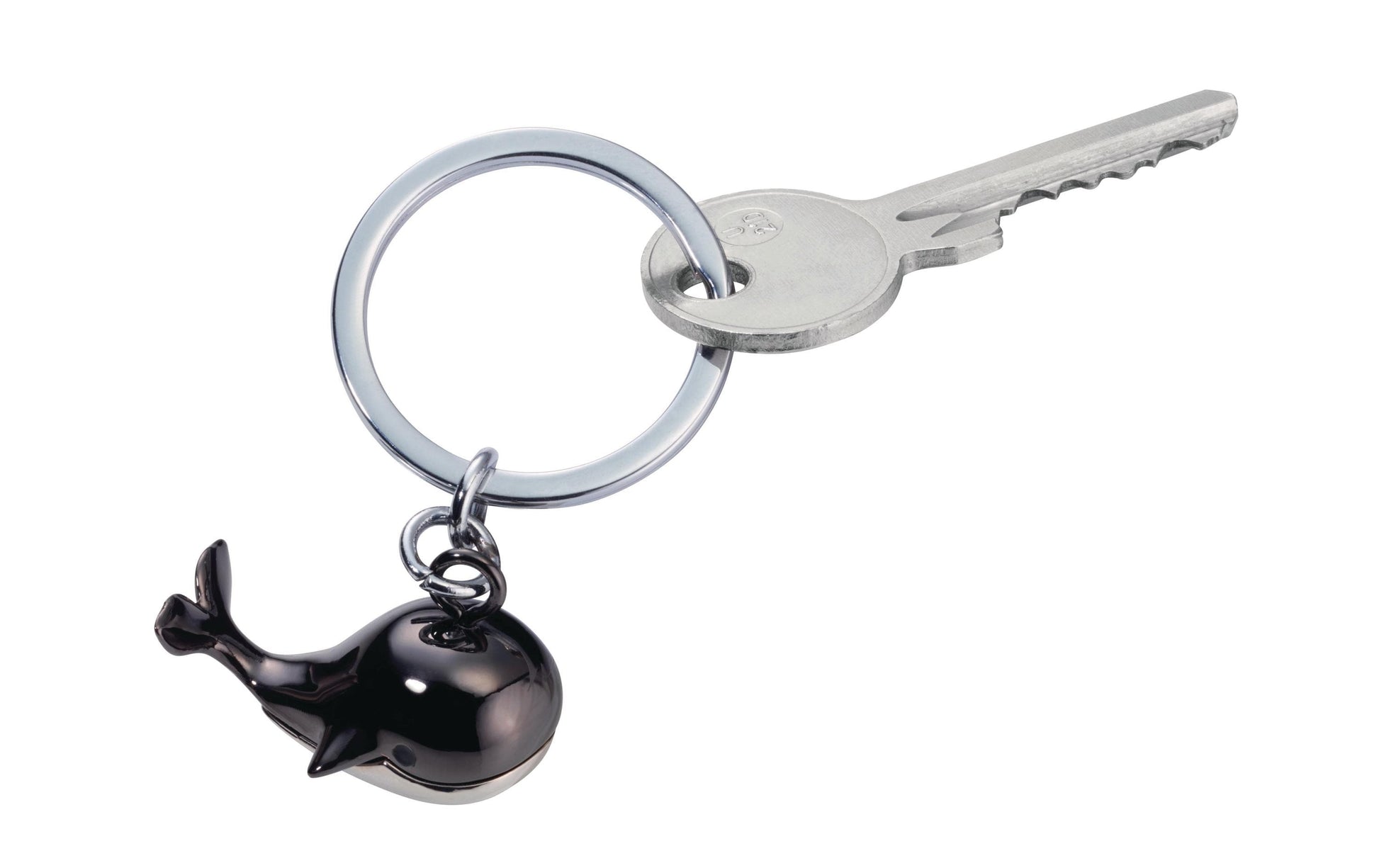 TROIKA Schlüsselanhänger Jack Pott Wal – Metall, Schwarz, 83,1 × 35,1 mm