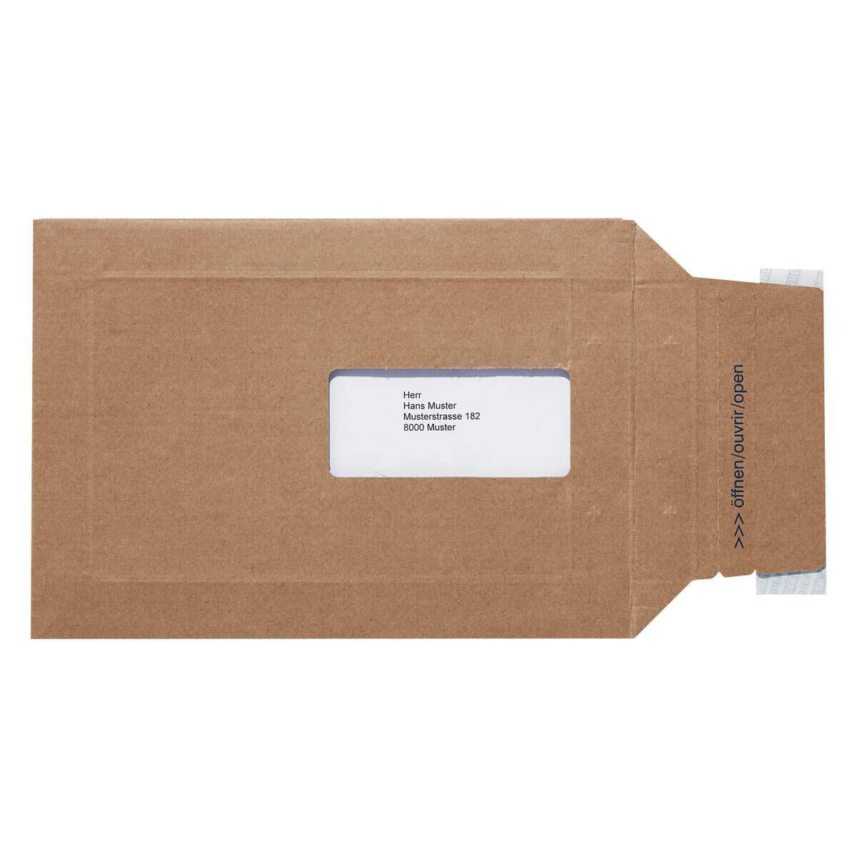 Brieger Karton-Versandtasche – 176 × 246 mm, mit Fenster, braun