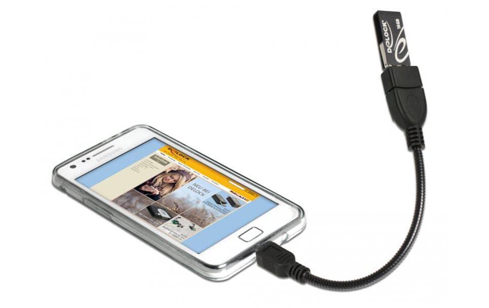 DeLOCK Adapterkabel Micro-USB B zu USB-A – USB 2.0 (480 Mbit/s), 0,15 m, OTG, Schwarz