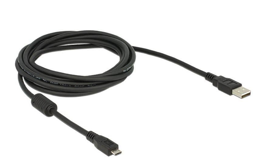DeLOCK USB-A auf Micro-USB-B Kabel – USB 2.0 (480 Mbit/s) – 3 m – Schwarz – für Handy, PDA, Digitalkamera