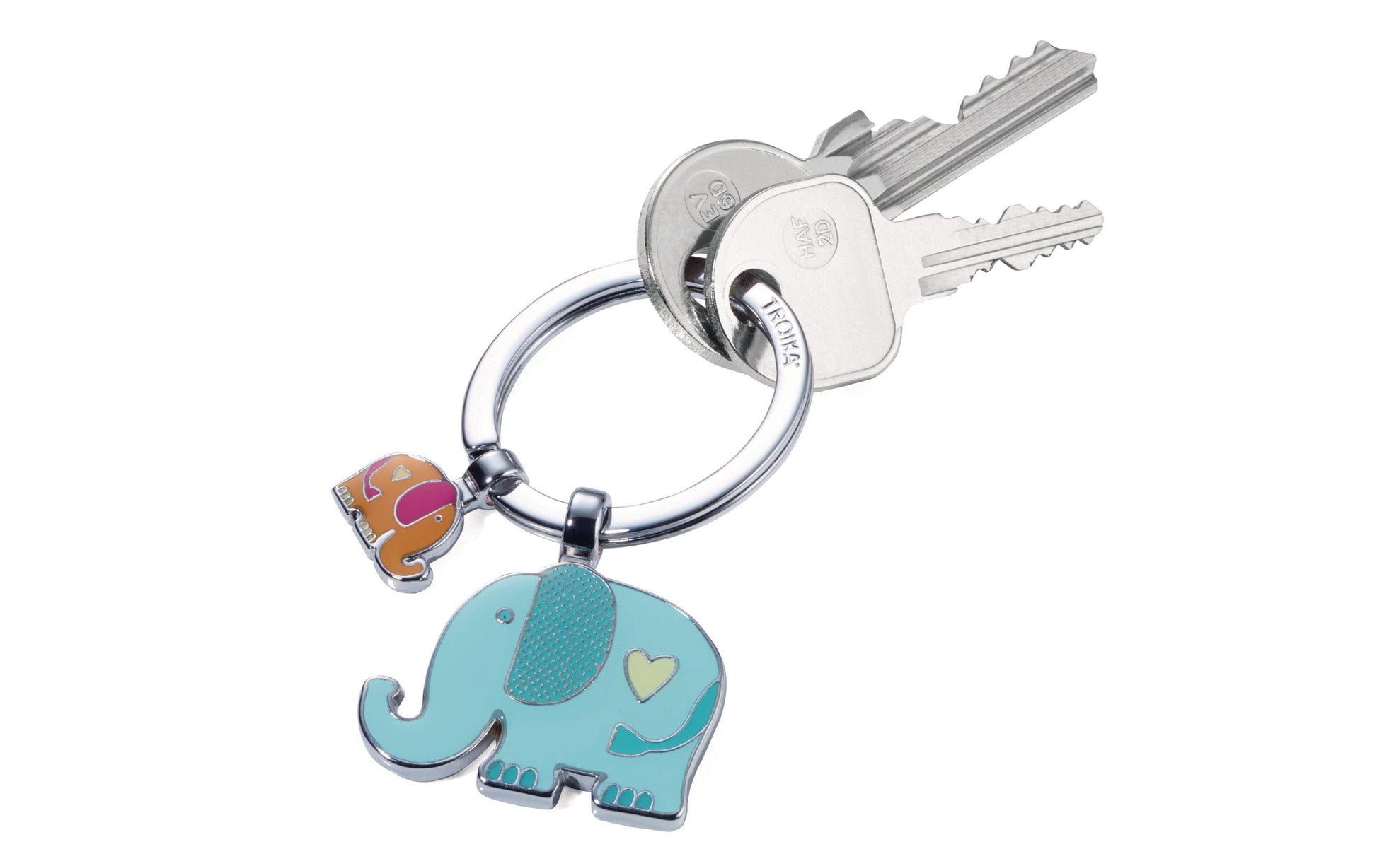 TROIKA Schlüsselanhänger Elefant – Chrom, Mehrfarbig