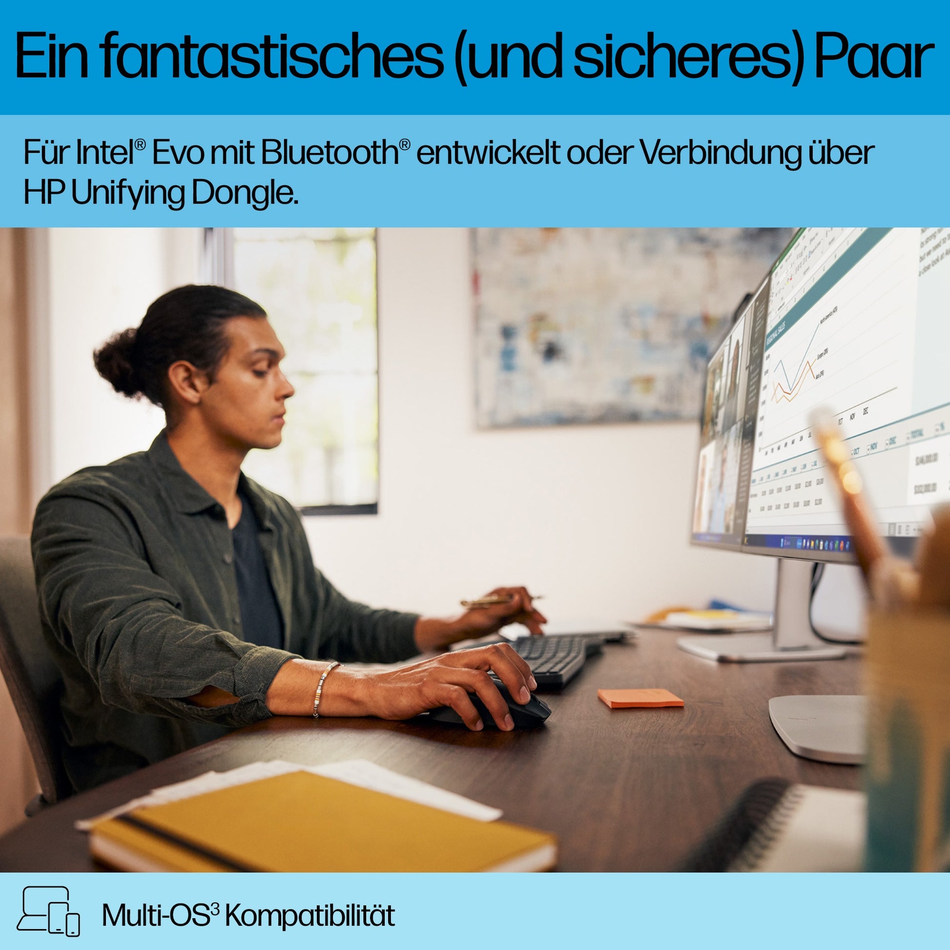 HP 680 Comfort Dual-Mode – Tastatur, kabellos (Bluetooth/2,4 GHz)