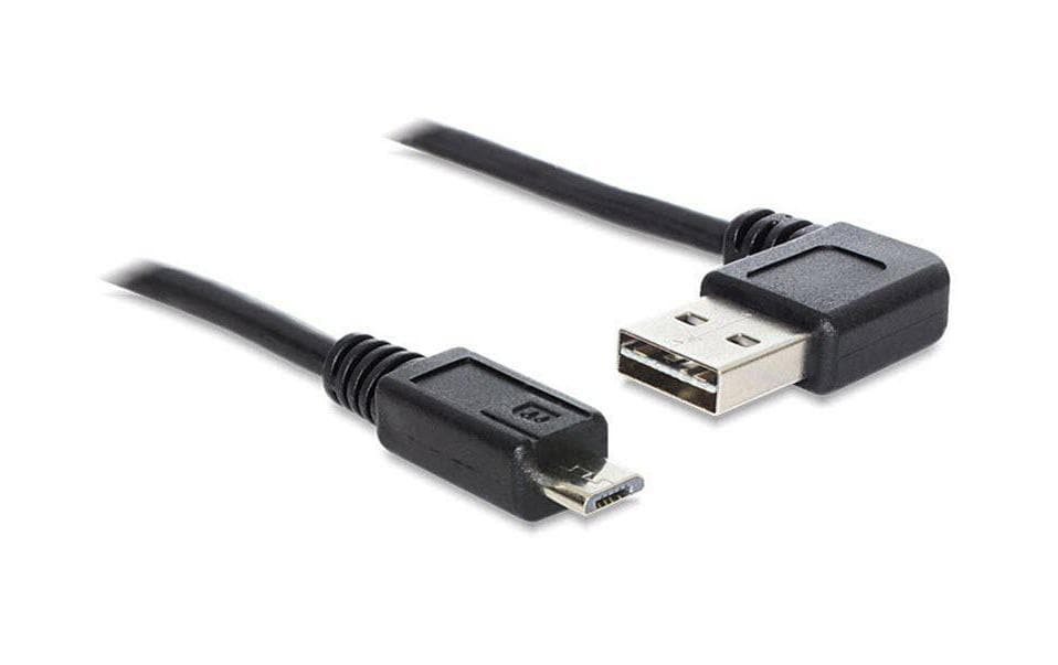 DeLOCK USB-A auf Micro-USB-B Kabel – USB 2.0 (480 Mbit/s) – 3 m – Abgewinkelt, Goldstecker – Schwarz
