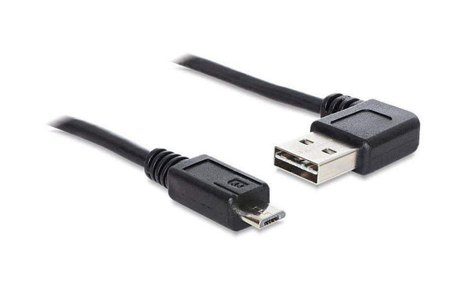 DeLOCK USB-A auf Micro-USB-B Kabel – USB 2.0 (480 Mbit/s) – 5 m – Abgewinkelt (USB-A) – Schwarz