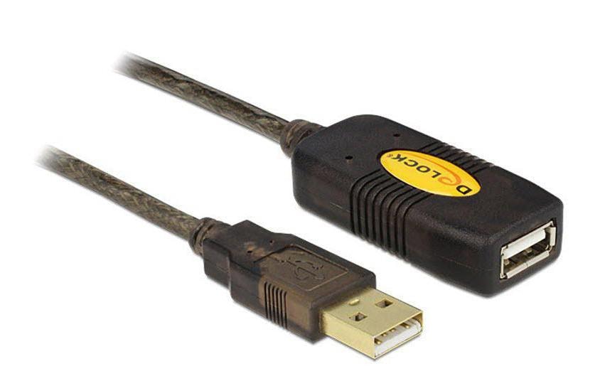 DeLOCK USB-A Verlängerungskabel (Stecker auf Buchse) – USB 2.0 (480 Mbit/s) – 30 m – Aktiv – Schwarz