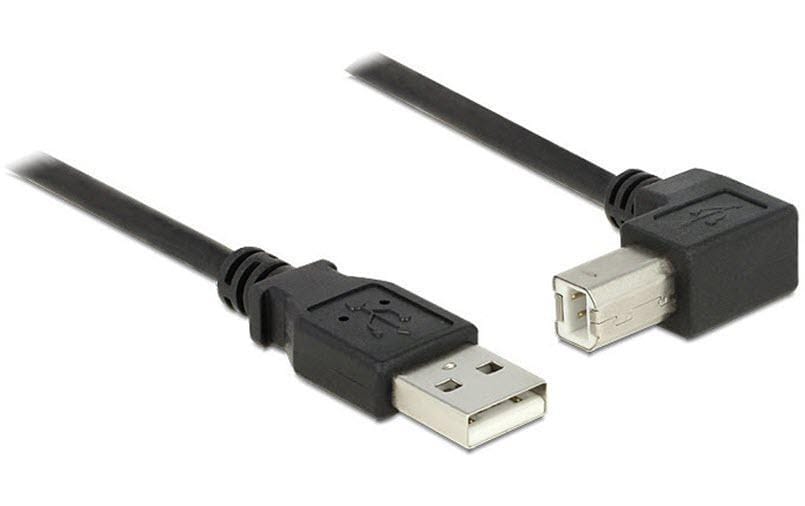 DeLOCK USB-A auf USB-B Kabel – USB 2.0 (480 Mbit/s) – 2 m – Abgewinkelt – Schwarz