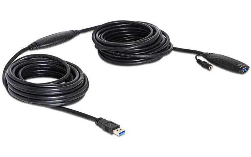 DeLOCK USB-A Verlängerungskabel (Stecker auf Buchse) – USB 3.2 Gen 1 (5 Gbit/s) – 10 m – Aktiv – Schwarz