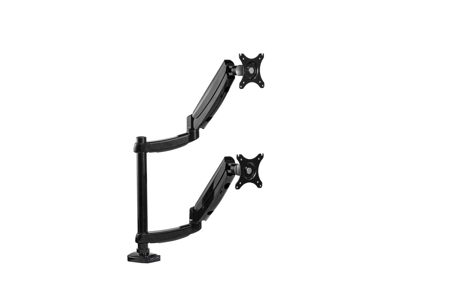 Fellowes Platinum Serie – Monitorarm, Dual, bis 27", 10 kg, Gasfeder, Neigung +85/−15°, 360° drehbar, 2 USB
