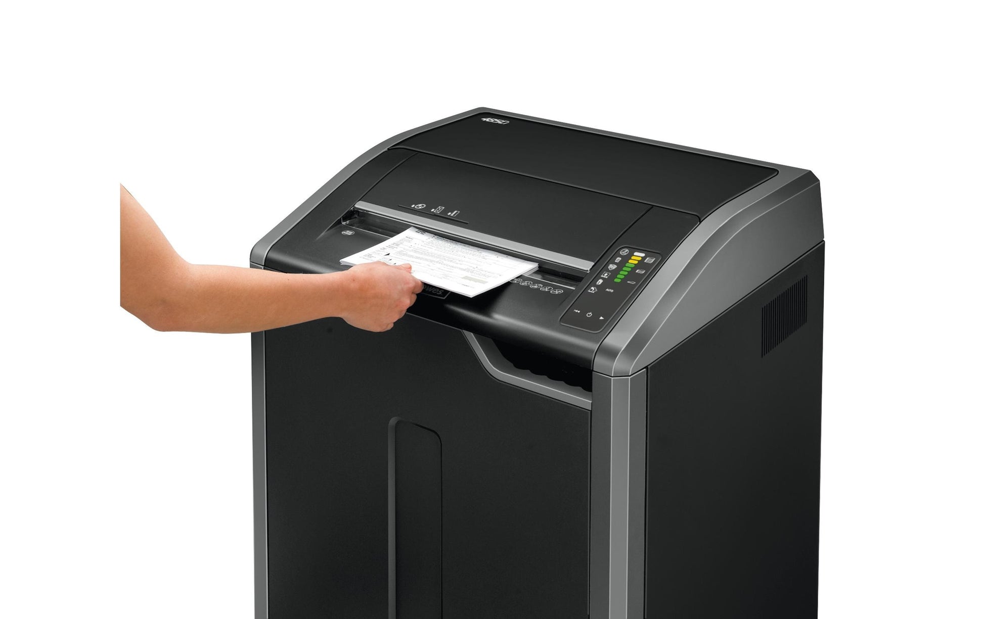 Fellowes 485Ci – Aktenvernichter, DIN P-4, Partikelschnitt 4 × 30 mm, 30 Blatt, 142 l