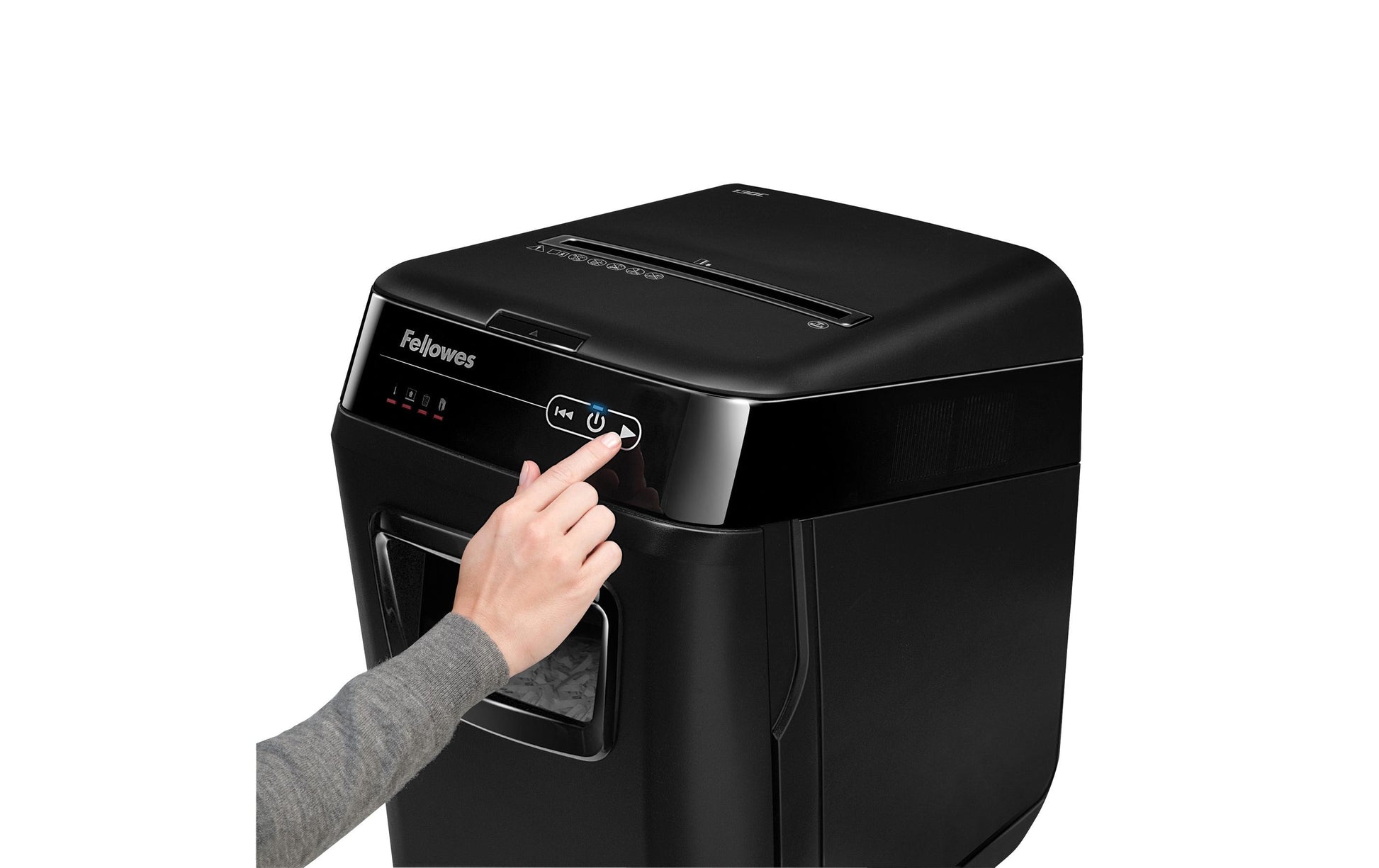 Fellowes Automax 150C – Aktenvernichter mit Autofeed 150 Blatt, DIN P-4, Partikelschnitt 4 × 38 mm, 8 Blatt, 3