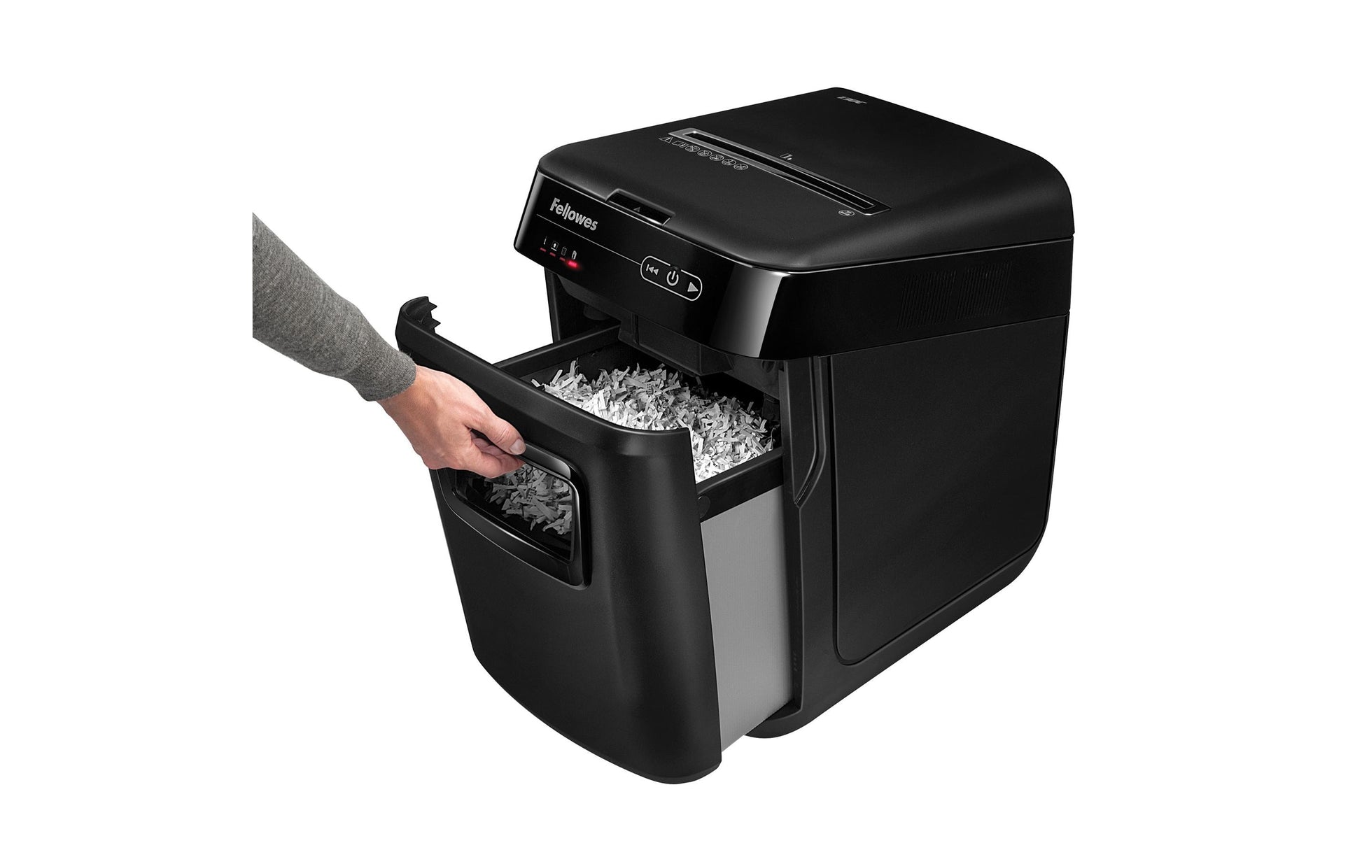 Fellowes Automax 150C – Aktenvernichter mit Autofeed 150 Blatt, DIN P-4, Partikelschnitt 4 × 38 mm, 8 Blatt, 3