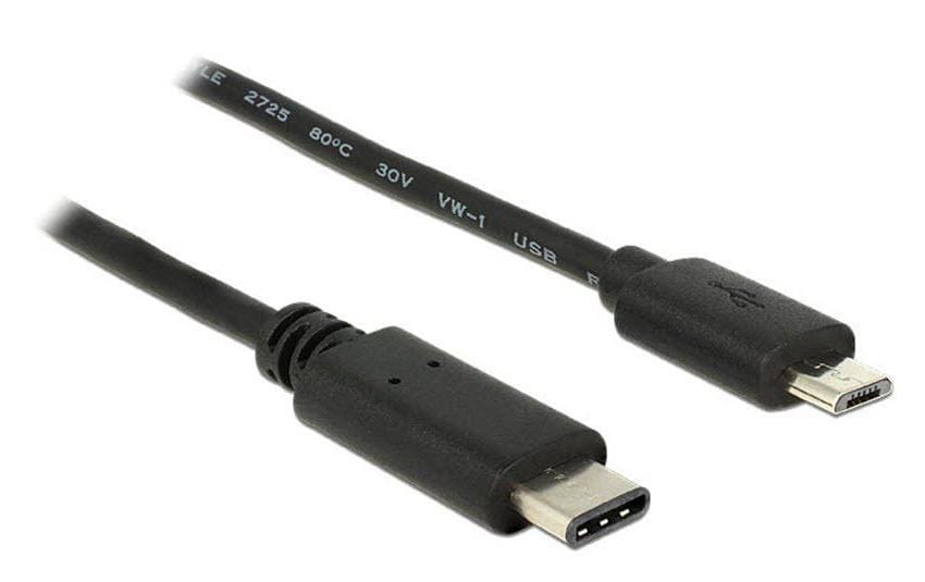 DeLOCK USB-C auf Micro-USB B Kabel – USB 2.0 (480 Mbit/s) – 1 m – Schwarz