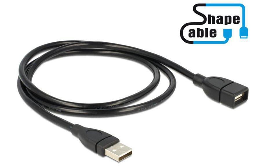 DeLOCK USB-A Verlängerungskabel (Stecker auf Buchse) – USB 2.0 (480 Mbit/s) – 1 m – Schwanenhals – Schwarz