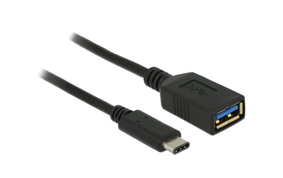 DeLOCK Adapterkabel USB-A zu USB-C – USB 3.2 Gen 1 (5 Gbit/s), 0,15 m, Passiv, Schwarz
