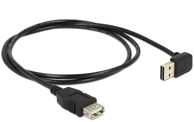 DeLOCK USB-A Verlängerungskabel (Stecker auf Buchse) – USB 2.0 (480 Mbit/s) – 1 m – Abgewinkelt – Schwarz
